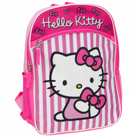 Hello Kitty Bows and Stripes 16" Backpack with One Front Pocket